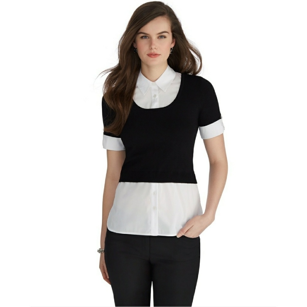White House Black Market Twofer Sweater Button